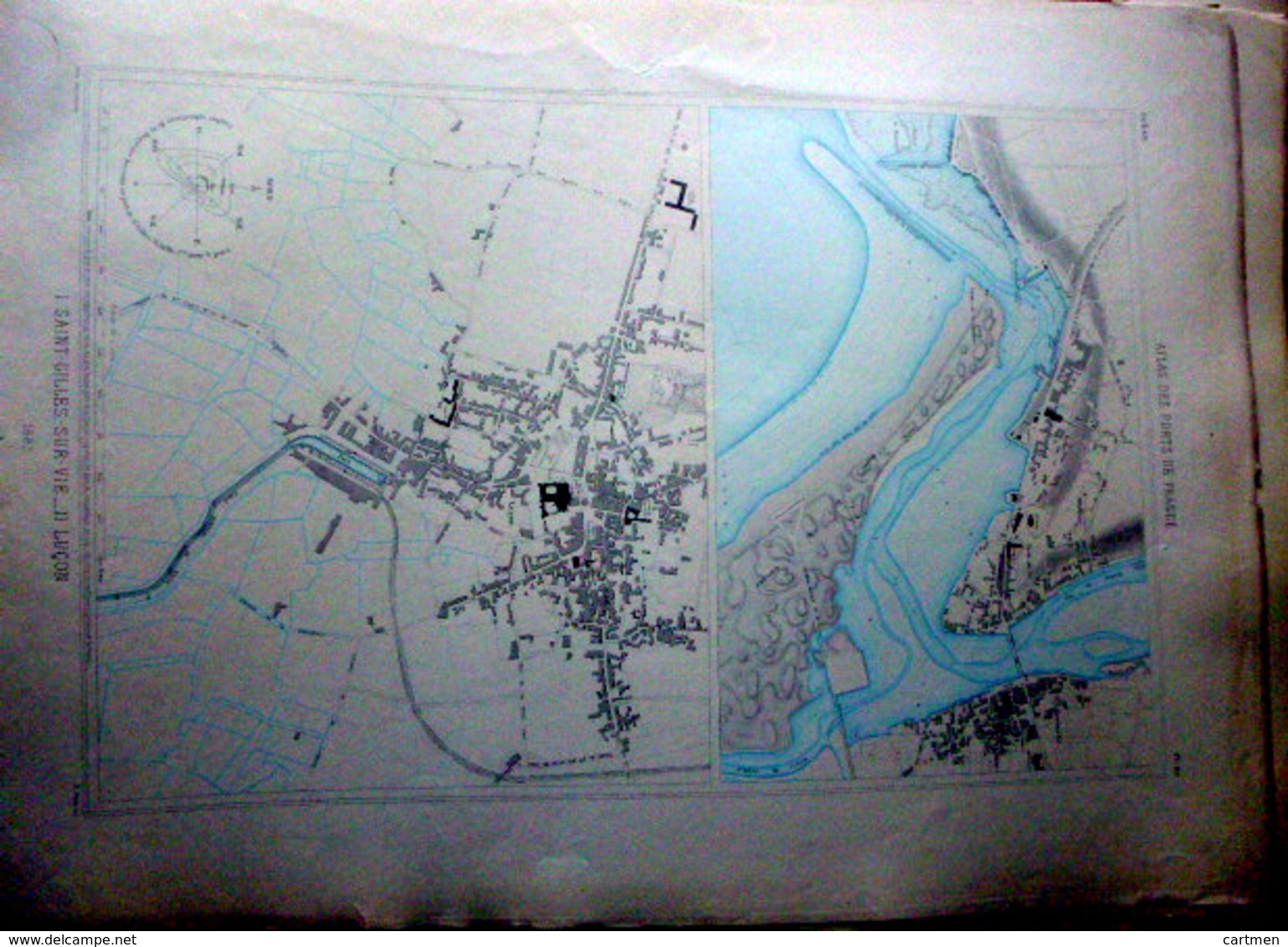 85 SAINT GILLES CROIX DE VIE LUCON PLAN DU PORT ET DE LA VILLE  EN 1882  DE L'ATLAS DES PORTS DE FRANCE 49 X 66 Cm - Nautical Charts