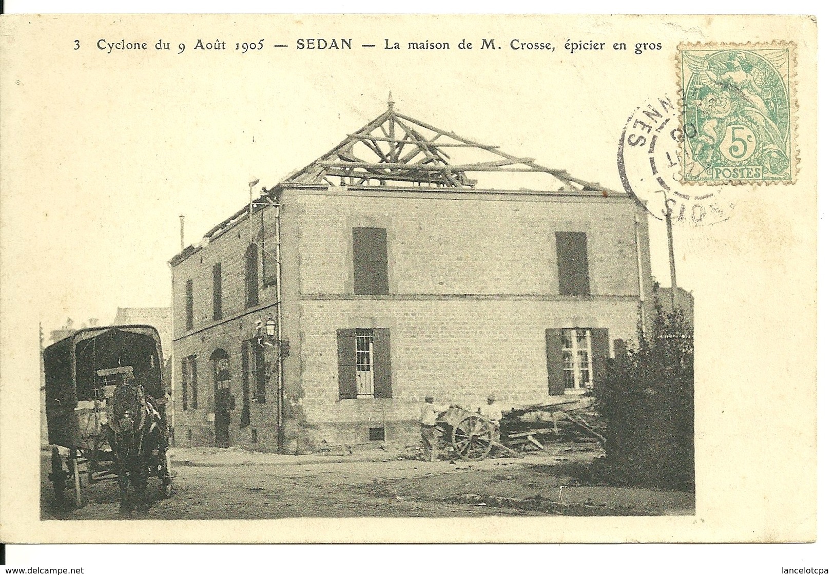 08 - SEDAN / CYCLONE Du 9 AOUT 1905 - LA MAISON DE M. CROSSE EPICIER EN GROS - Sedan