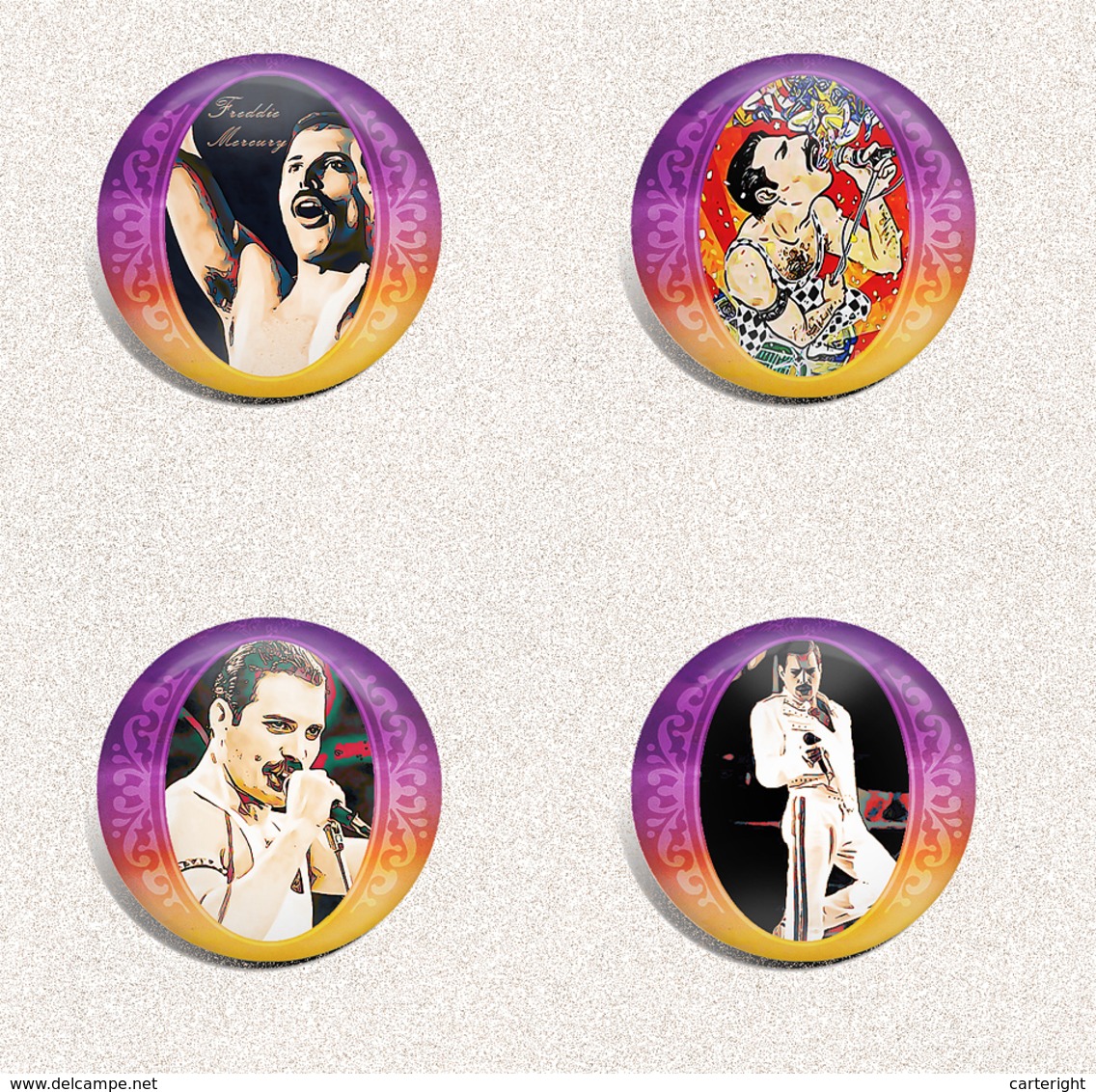 Queen BAND Freddie Mercury Music Fan ART BADGE BUTTON PIN SET 4 (1inch/25mm Diameter) 35 X - Musique
