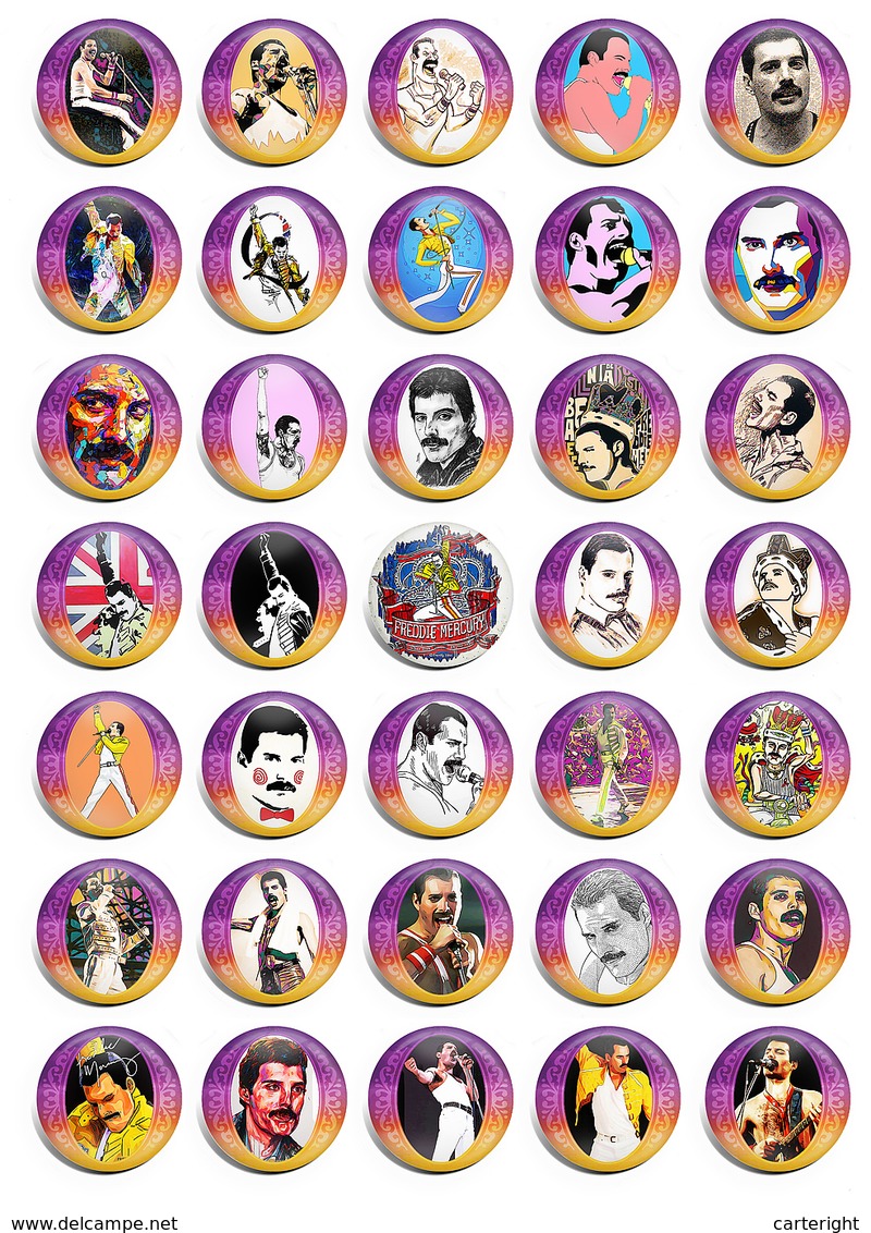 Queen BAND Freddie Mercury Music Fan ART BADGE BUTTON PIN SET 7 (1inch/25mm Diameter) 35 X - Musique