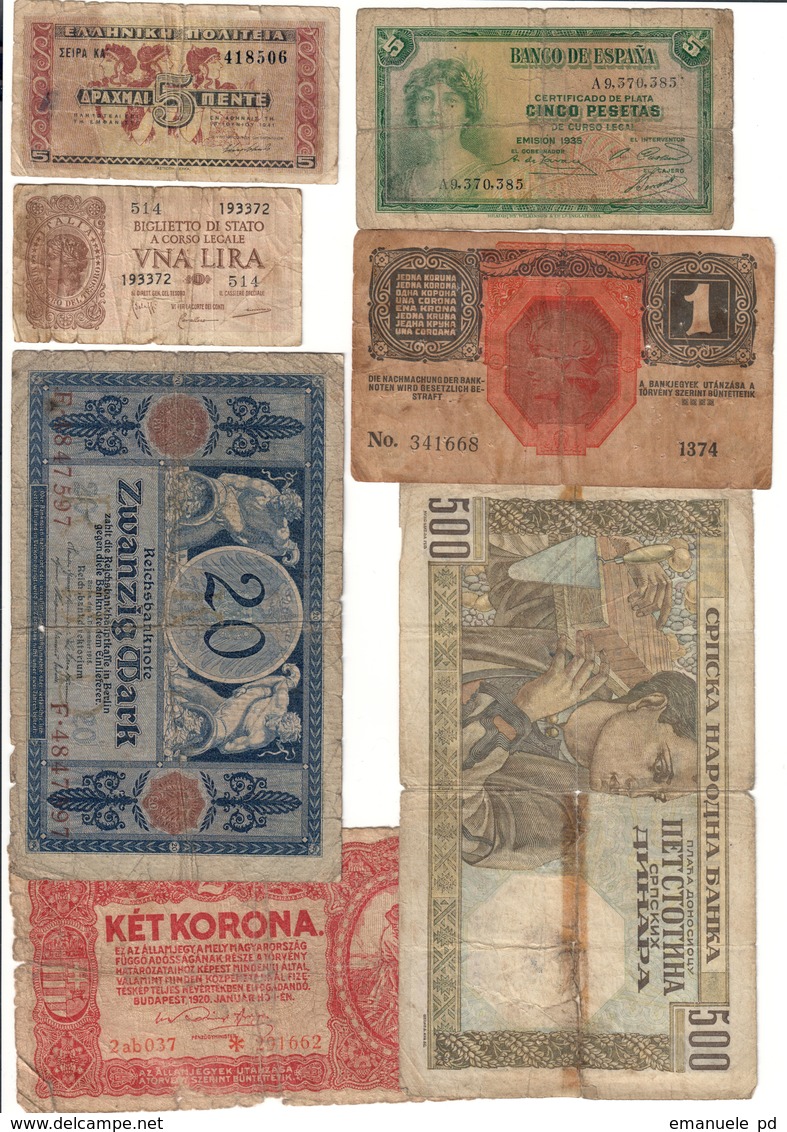 Europe Lot 7 Old Banknotes - Autres - Europe