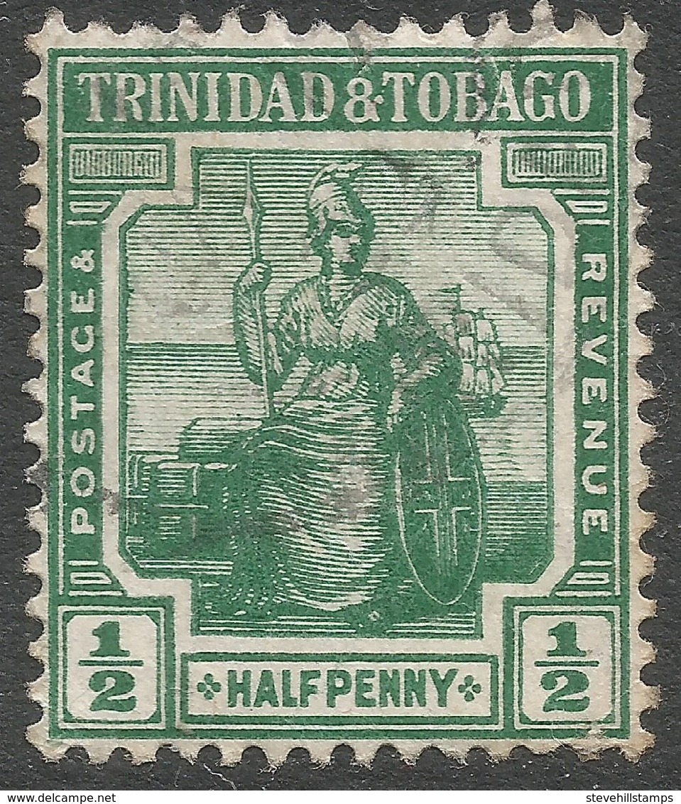 Trinidad & Tobago. 1913-23 Britannia. ½d Used Mult Crown CA W/M SG 149 - Trinidad & Tobago (...-1961)