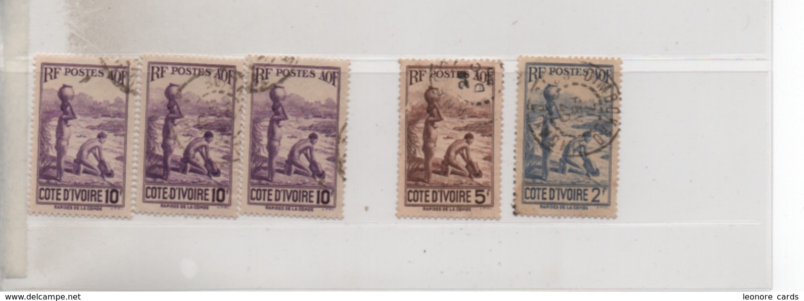 Timbres.AOF.Cote D'Ivoire. 3 Timbres 10F 1 De 5F Et Un De 2F Oblitérés - Oblitérés