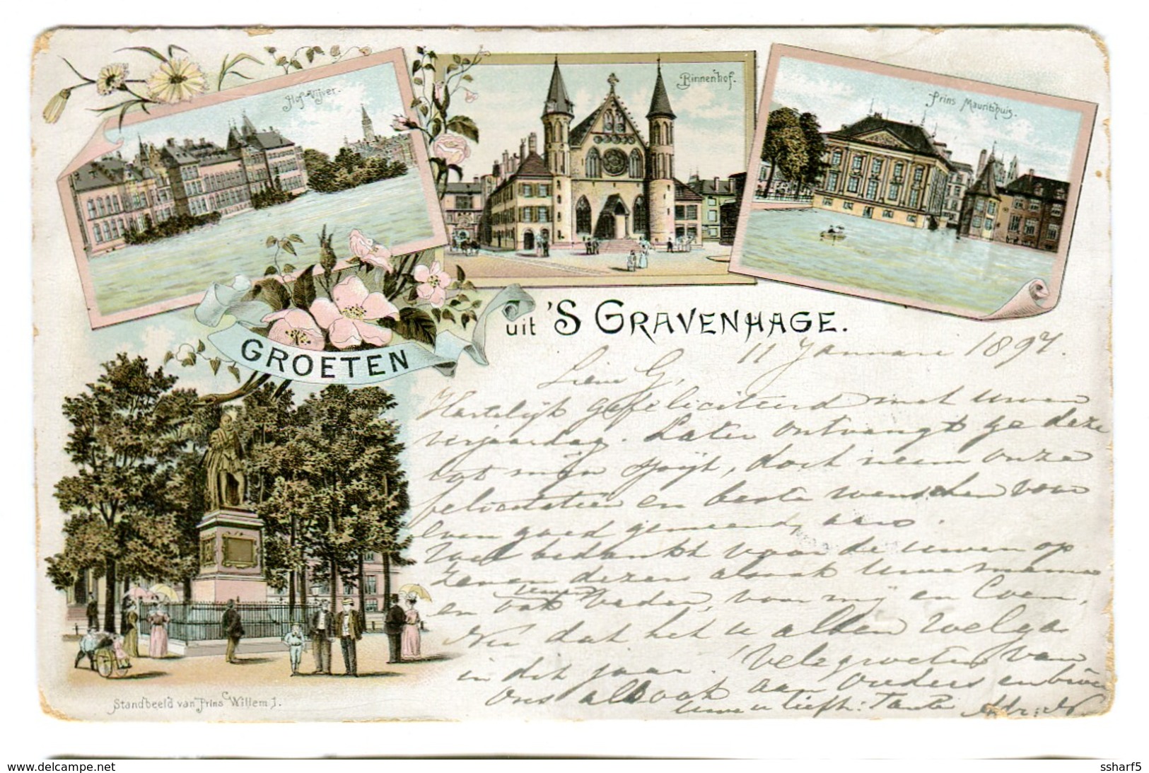 GROETEN Uit 's Gravenhage 1897 Color Litho - Den Haag ('s-Gravenhage)