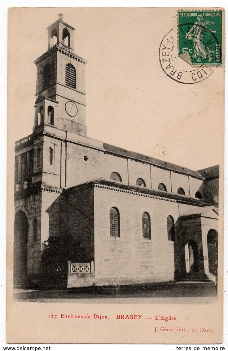 Brazey En Plaine (Brasey) : L'église (Editeur J. Gérin, Dijon, N°157) - Autres & Non Classés