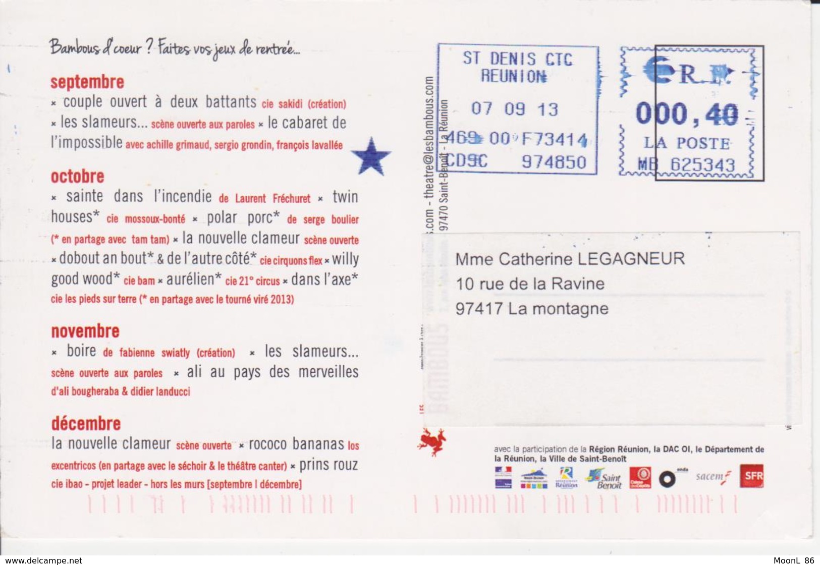 Carte Postale  Illustration CARTE A JOUER B PIQUE  BAMBOUS DE COEUR SPECTACLE THEATRE - Cartes à Jouer