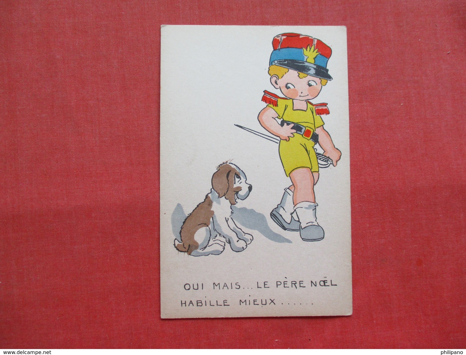 Boy Dressed As Soldier With Dog  France  Ref 3202 - Humour