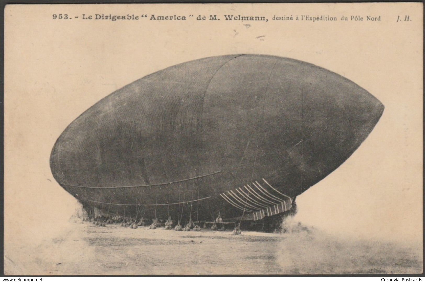 Le Dirigeable America, Expédition Du Pôle Nord, 1908 - J Hauser CPA - Dirigibili