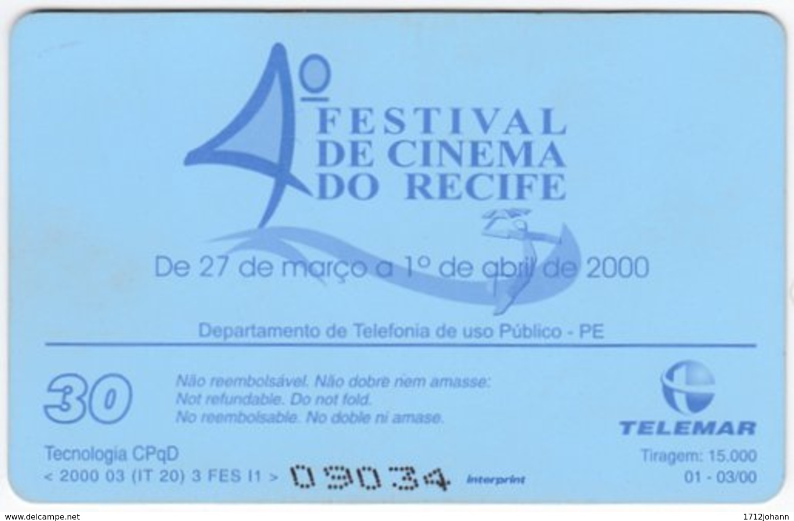 BRASIL H-260 Magnetic Telemar - Event, Festival, Cinema - Used - Brasilien