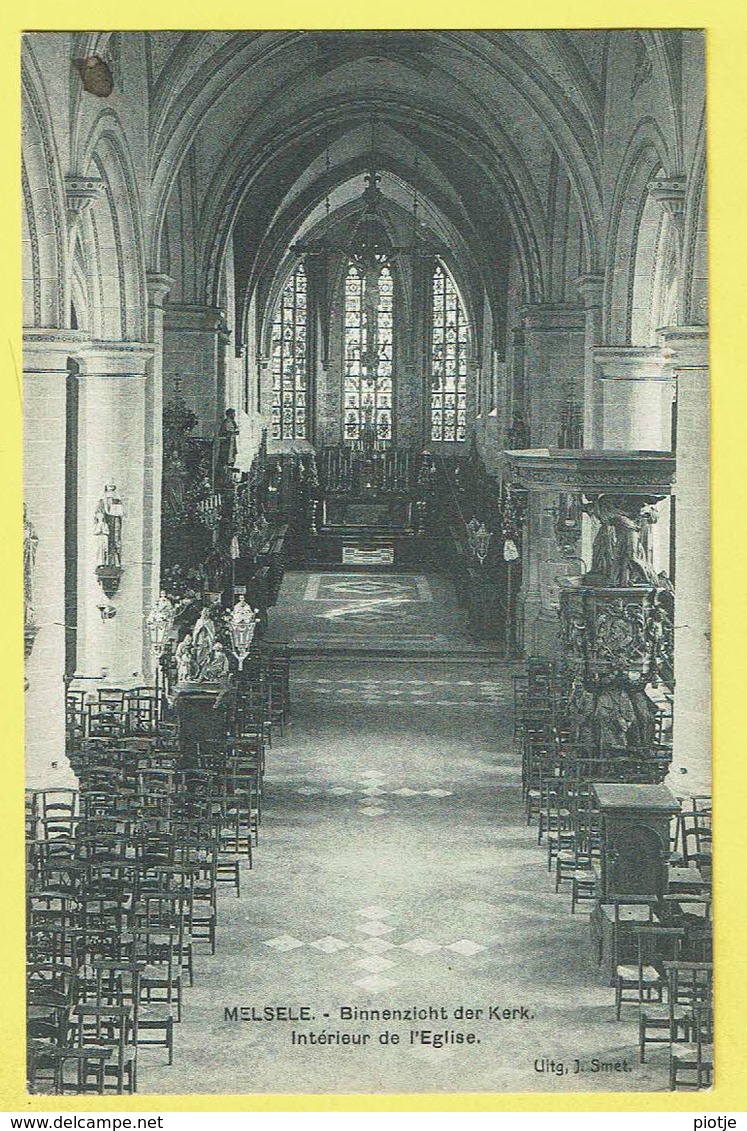 * Melsele (Beveren Waas - Gaverland) * (Uitg J. Smet) Binnenzicht Der Kerk, Intérieur De L'église, Church, Autel - Beveren-Waas