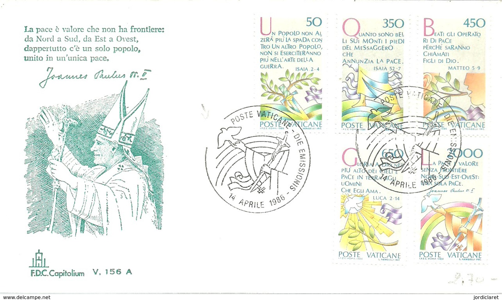 FDC VATICANO 1986 - Papas