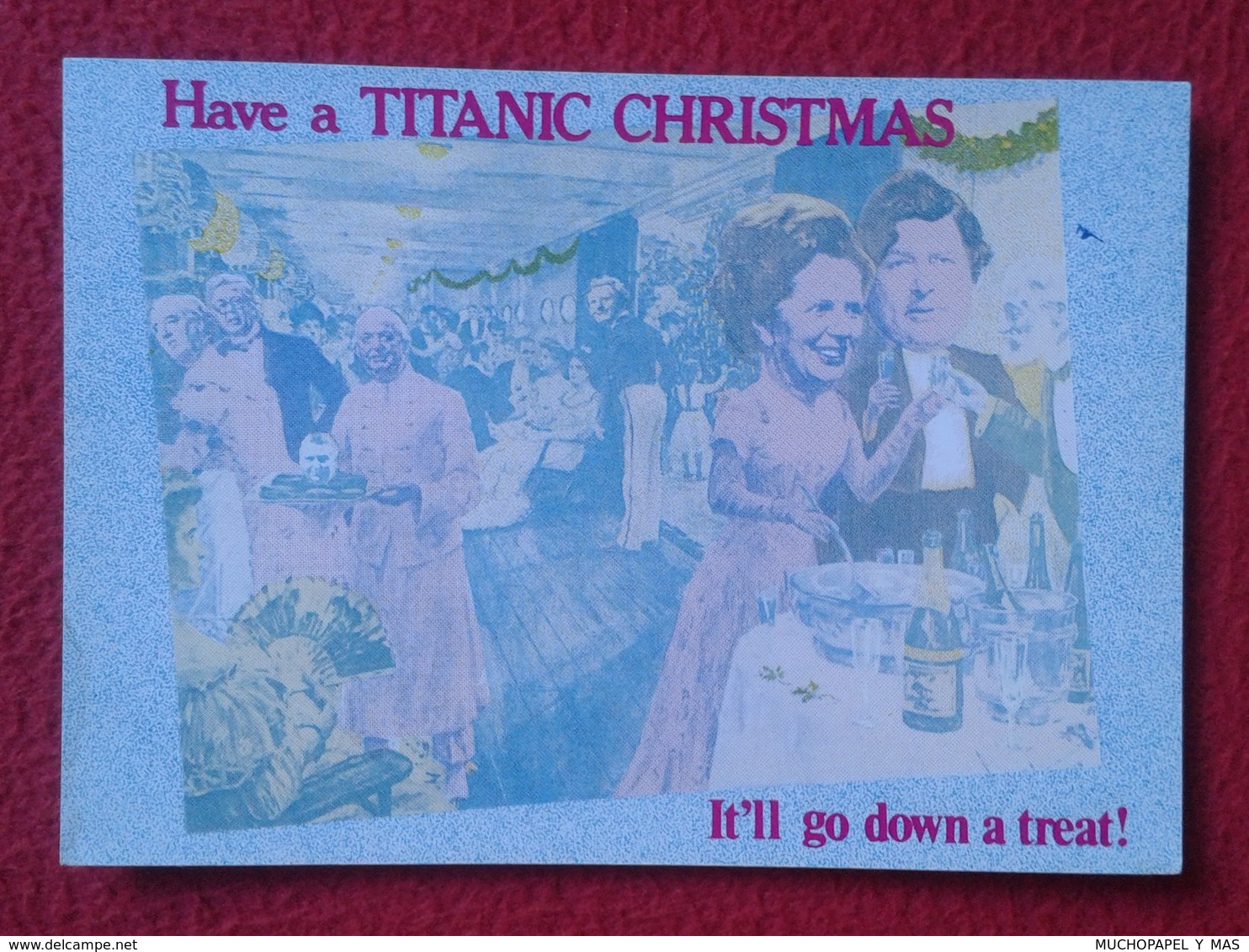 POSTAL POST CARD MARGARET TATCHER POLITIC POLITICAL SATIRE HAVE A TITANIC CHRISTMAS BRITAIN ON THE ROCKS RATS RAT CARTE - Sátiras