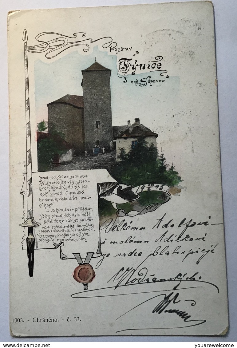 „TYNEO NAD SÁZAVOU 1905“ Ak  (Benešov Picture Post Card Cp Ppc Brief Österreich Tschechien Czechoslovakia - Tschechische Republik