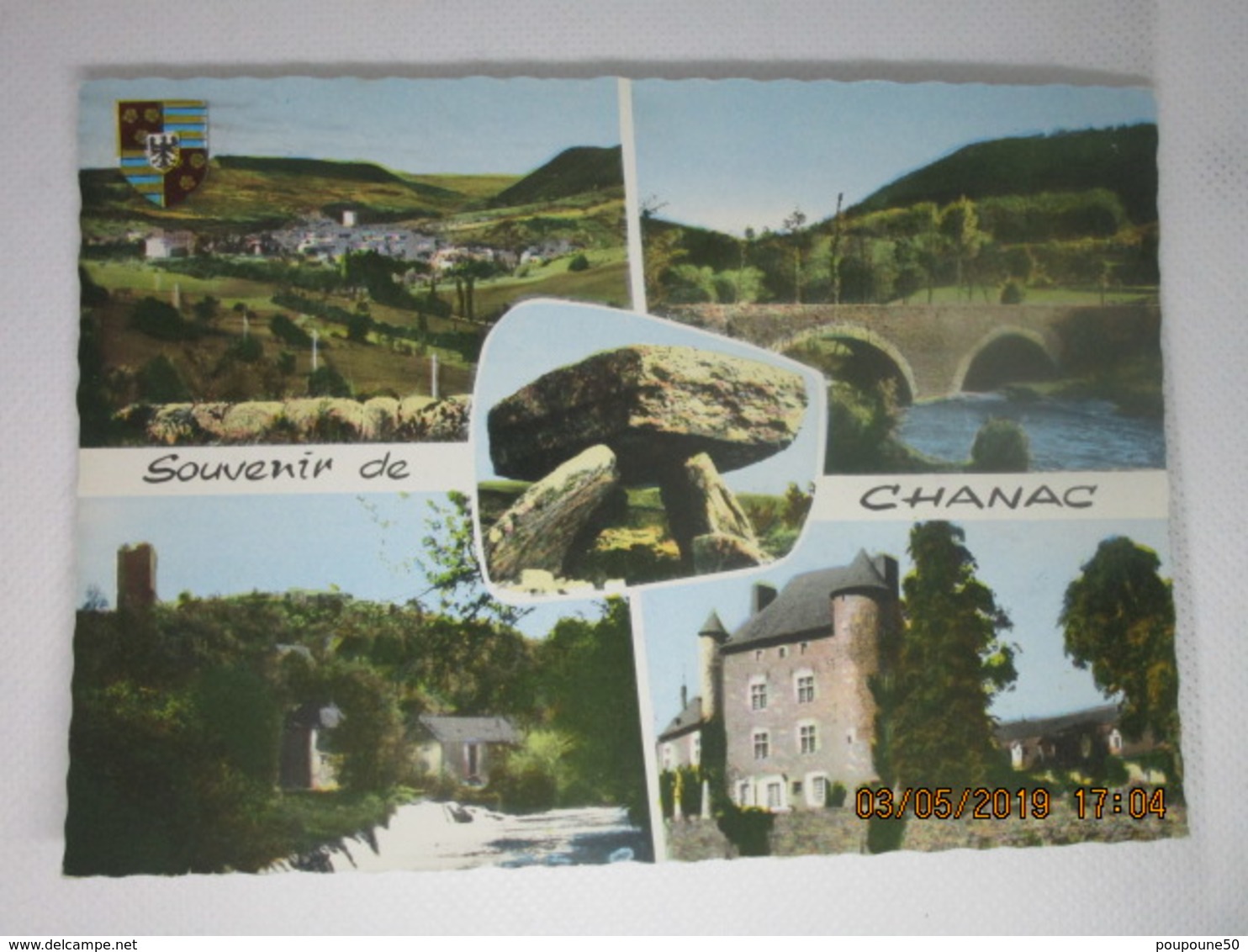 CP 48  Souvenir De CHANAC  Lozère - Vue Générale,le Vieux Pont, Dolmen De Laumède,château Episcopal ,... De Ressouches - Chanac