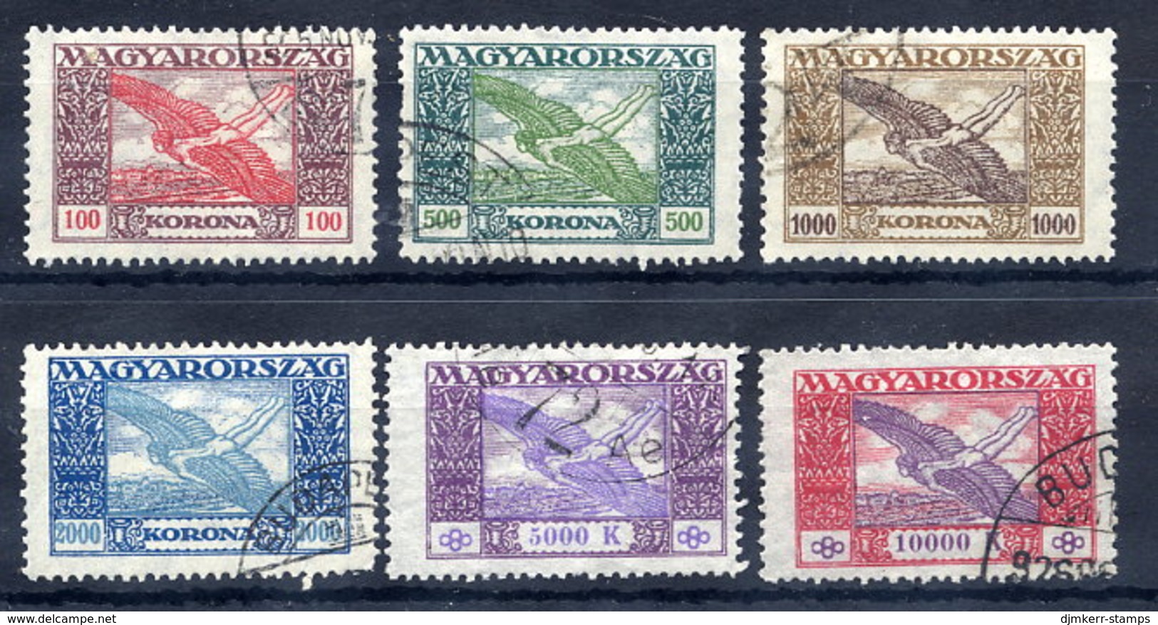 HUNGARY 1924 Icarus Airmail Set Used..  Michel 383-88 - Oblitérés