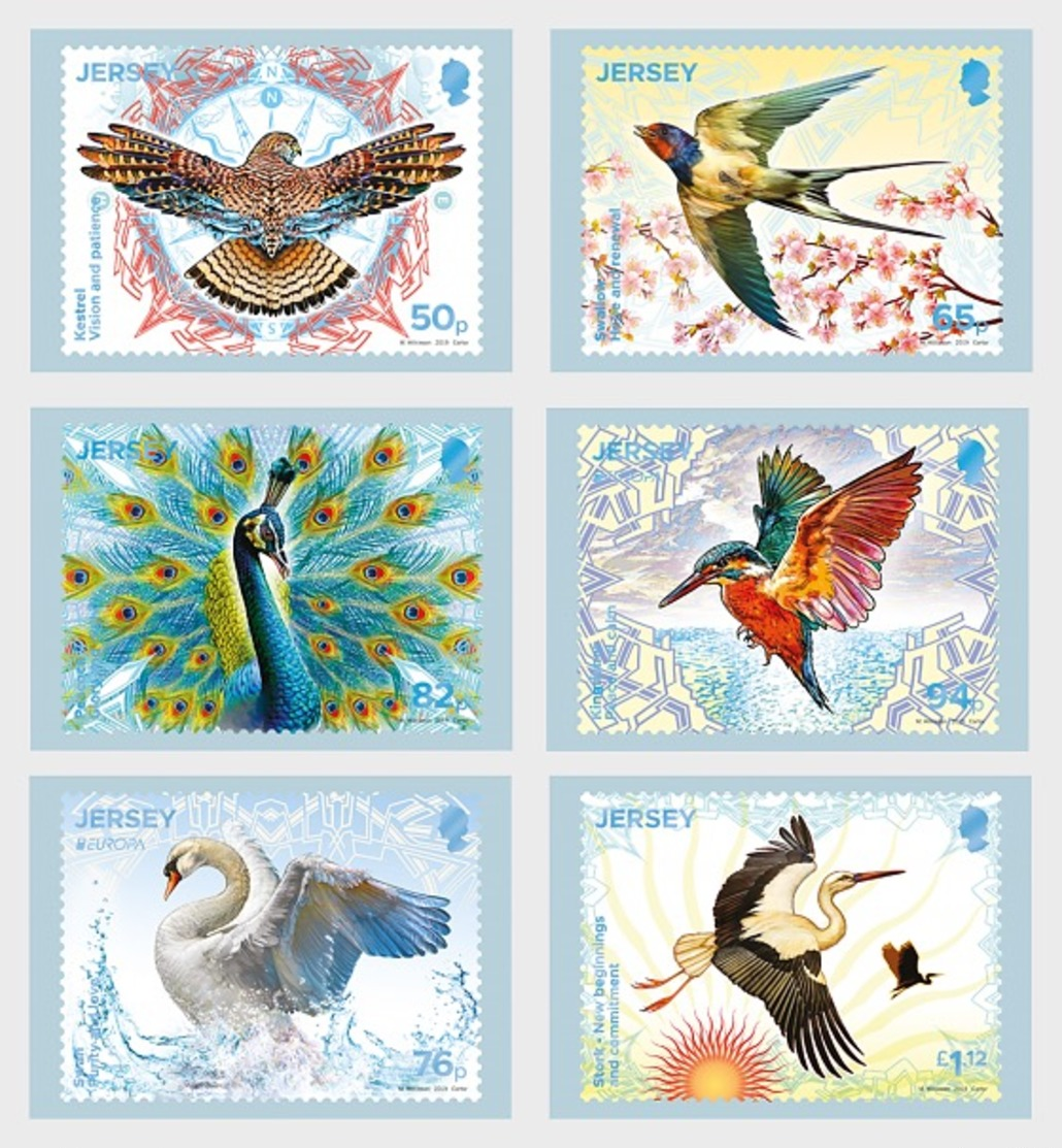 H01 Jersey 2019 Europa   National Birds: Birds & Symbolism Postcard - Jersey