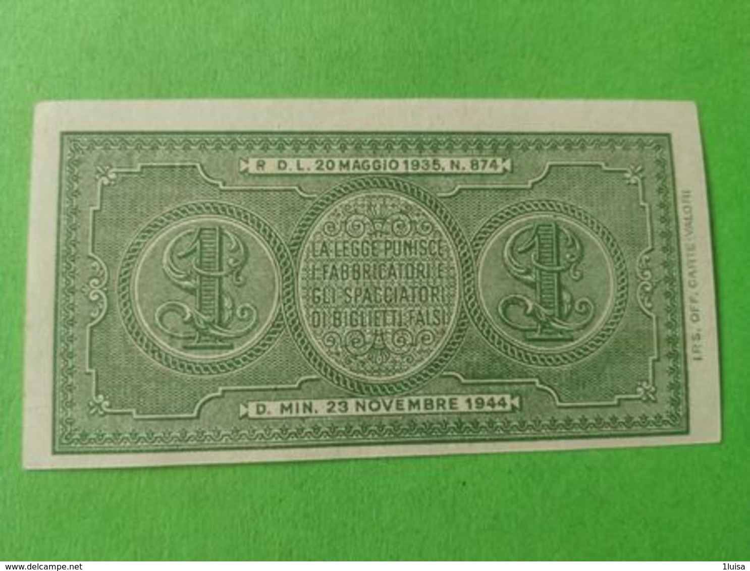 1 Lira 1944 - Italia – 1 Lira
