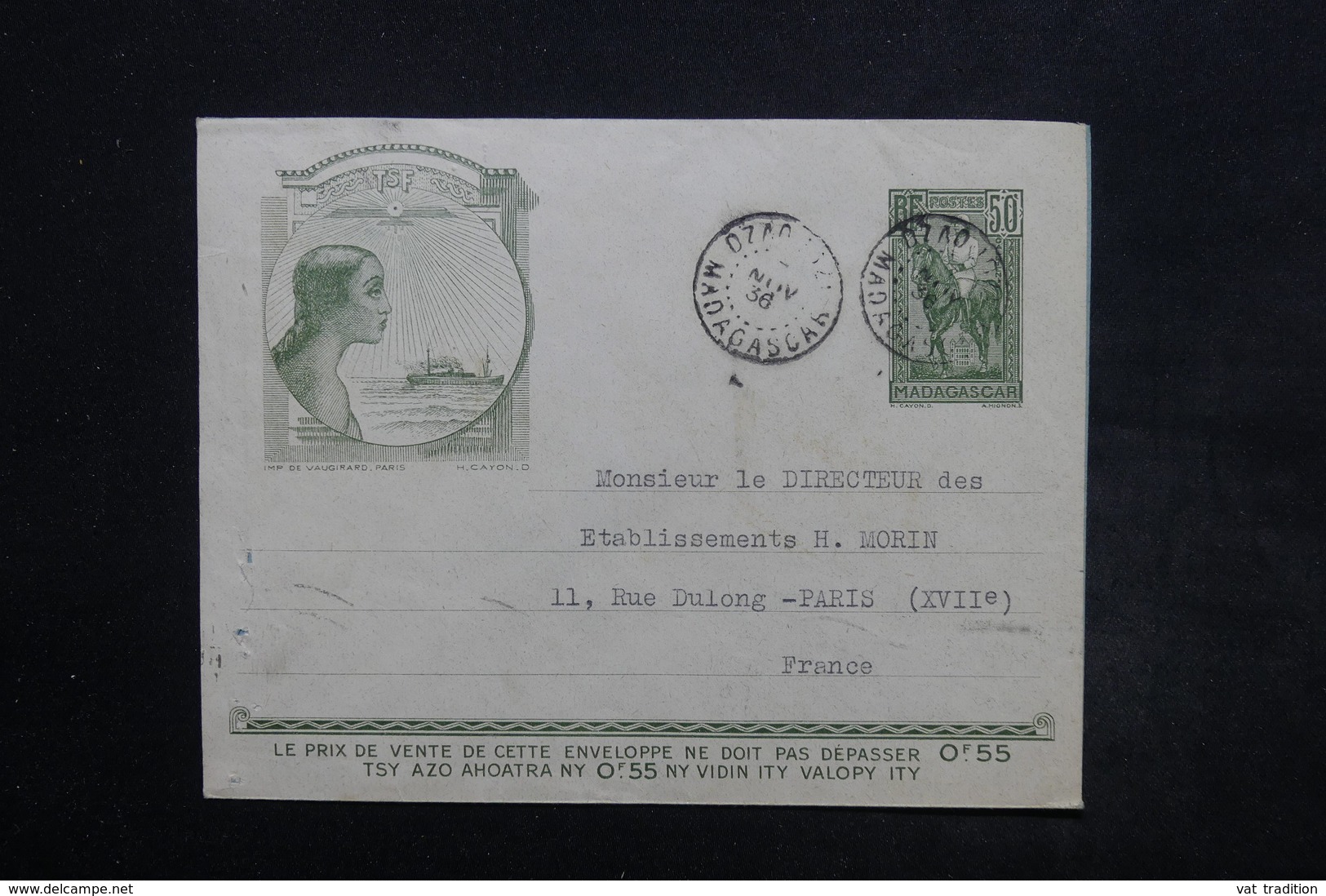 MADAGASCAR - Entier Postal De Dzaoudzi ( Mayotte ) Pour Paris En 1938 - L 24466 - Lettres & Documents