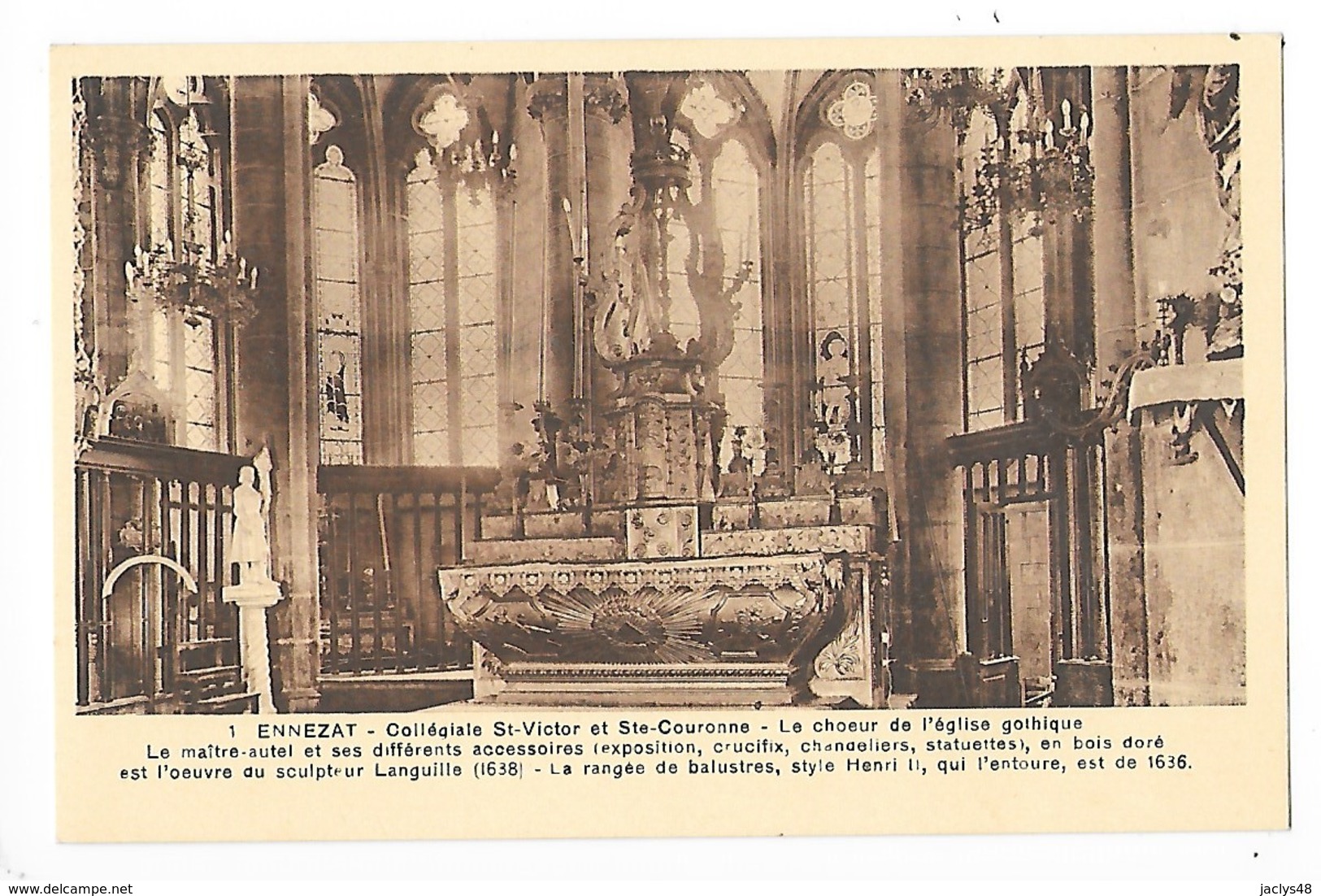 ENNEZAT  (cpa 63)  Collégiale St-Victor Et Ste Couronne, Le Choeur De L'église Gothique   -  L 1 - Ennezat