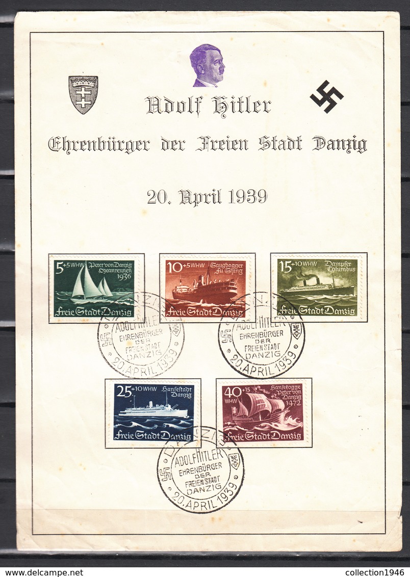 Danzig 1938,Mi 284-88 Auf Gedenkkarte Adolf Hitler,Ehrenbùrger Der Freien Stadt Danzig 20 April 1939,sehe Scans(D2673) - Andere & Zonder Classificatie