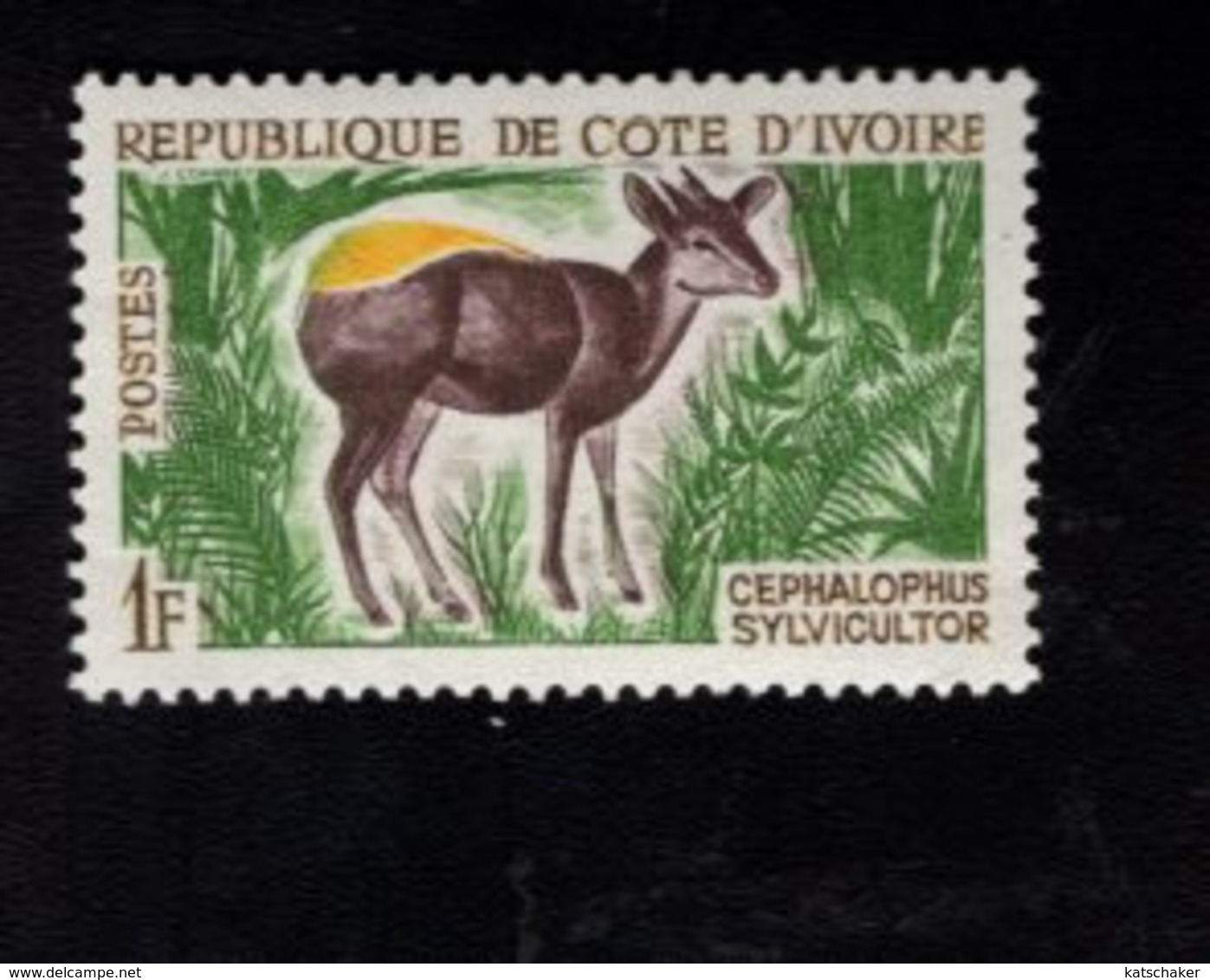 729018704 IVORY COAST POSTFRIS MINT NEVER HINGED POSTFRISCH EINWANDFREI  SCOTT 201 ANIMALS YELLOW BACKED DUIKER - Côte D'Ivoire (1960-...)