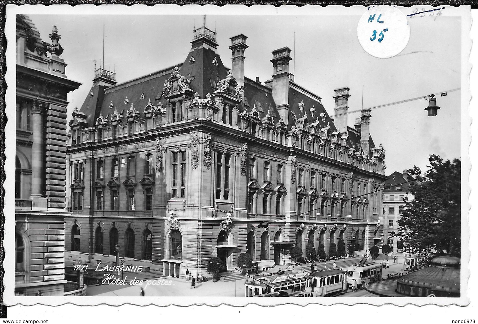 CPSM AK Ca 1950 Lausanne Hôtel Des Postes Tram Tramway Bahn Perrochet 1771 HL35 Pub Chocolat Lind - Lausanne