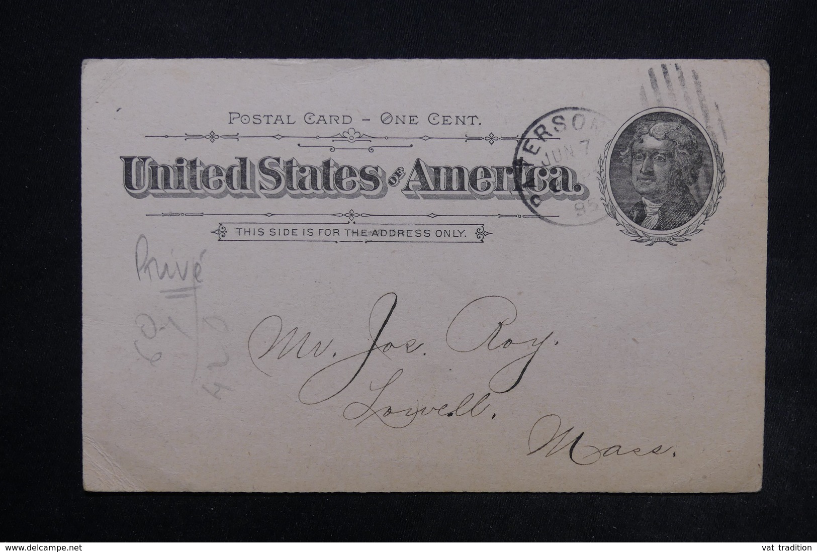 ETATS UNIS - Entier Postal Commerciale De Paterson En 1895 , Repiquage Au Verso - L 24484 - ...-1900