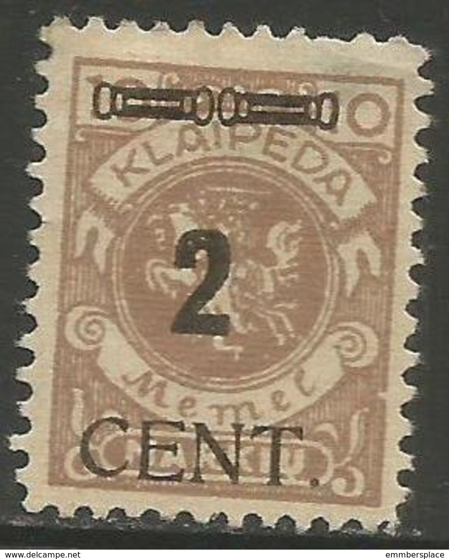 Klaipeda (Memel) - 1923 Arms Overprint 2c/10m MH *    Mi 183 - Ongebruikt