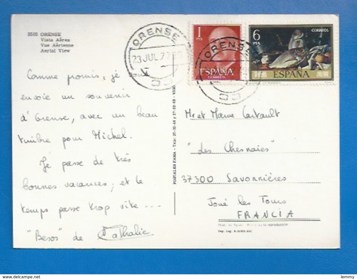 ESPAGNE - ORENSE - VISTA AÉREA - VUE AÉRIENNE -  1977 - VERSO - Orense