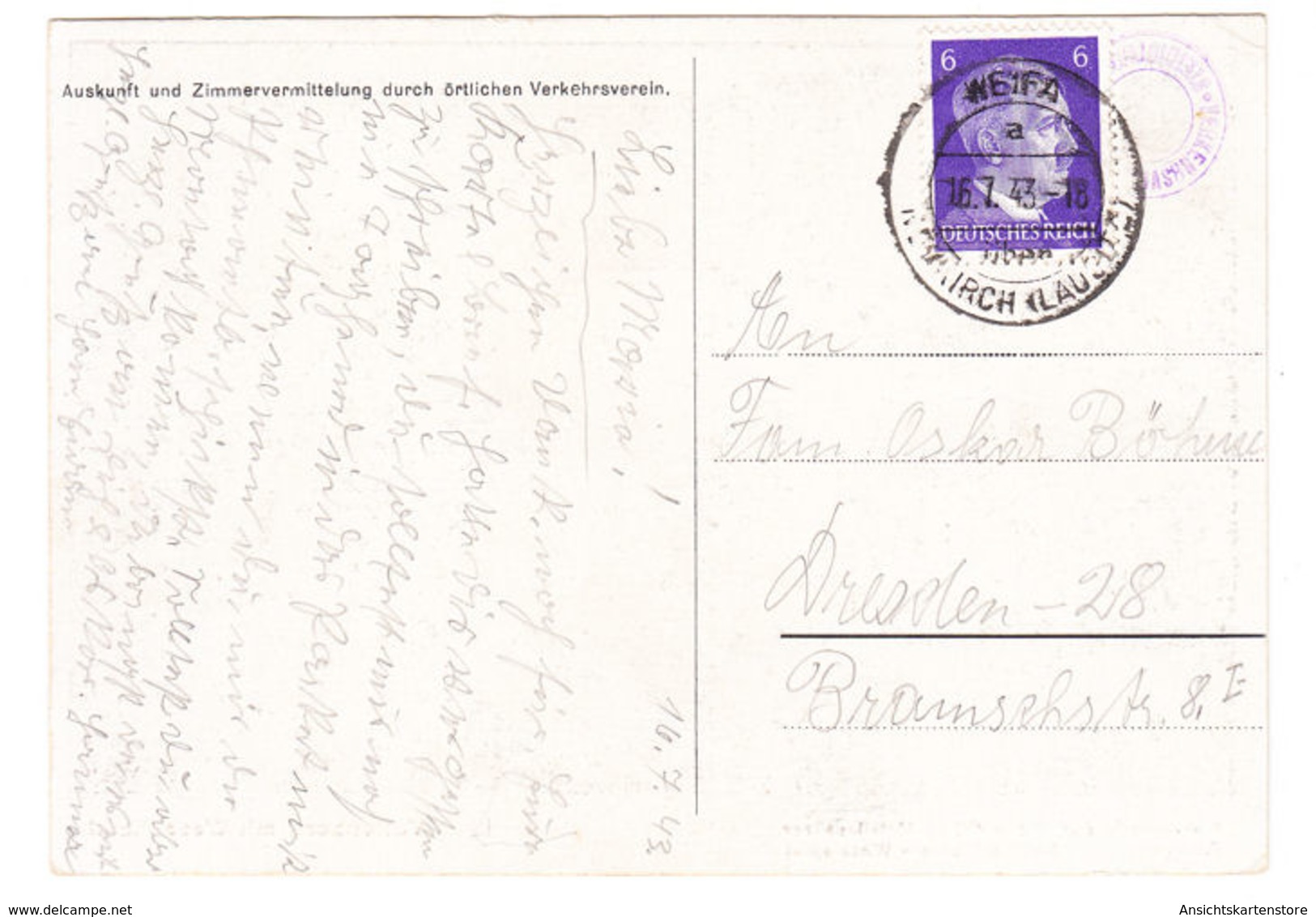 AK Valtenberg Mit Wesennitztal, Gel. 1943 - Autres & Non Classés