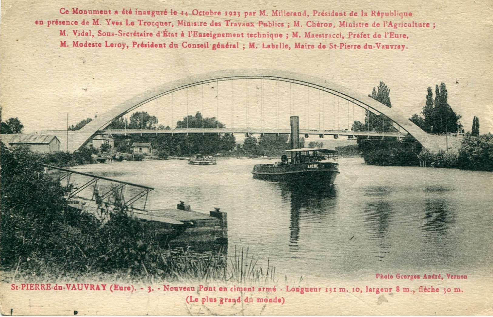 27 - SAINT-PIERRE-de-VAUVRAY - Nouveau Pont En Ciment Armé. Long 131m70, Largeur 8m, Flèche 30m - Autres & Non Classés