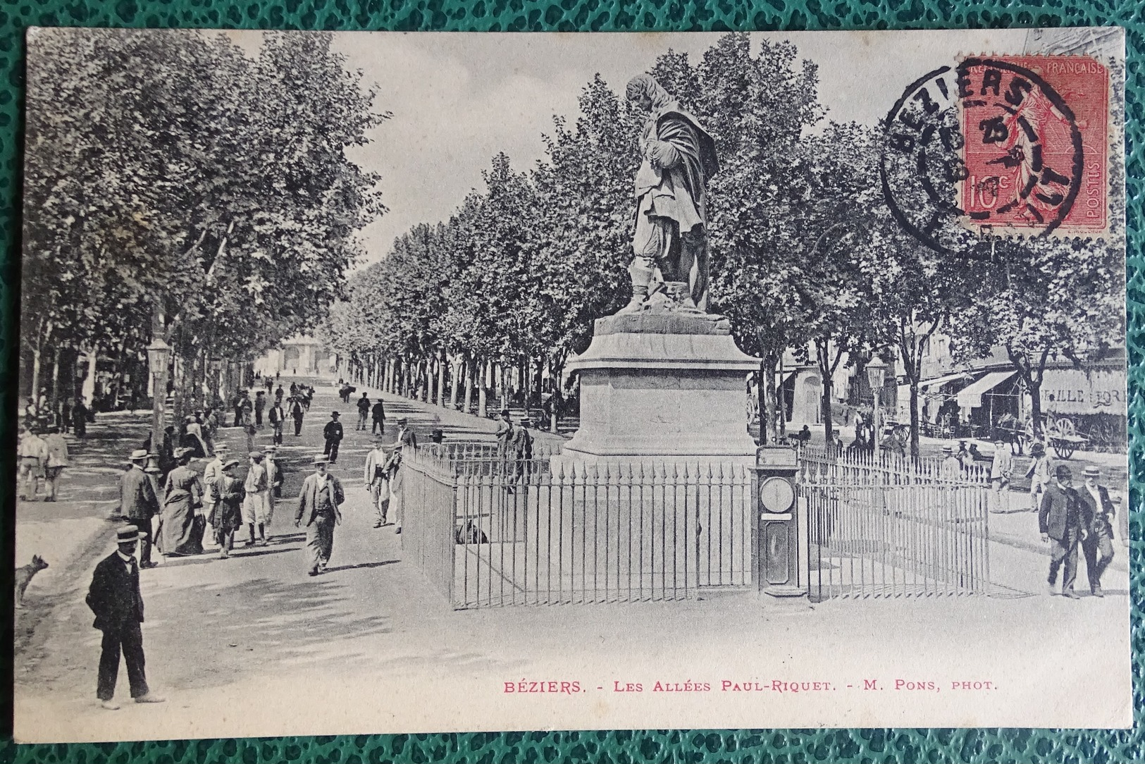 Cpa - 34 - Béziers - Les Allées Paul Riquet - Statue - Beziers