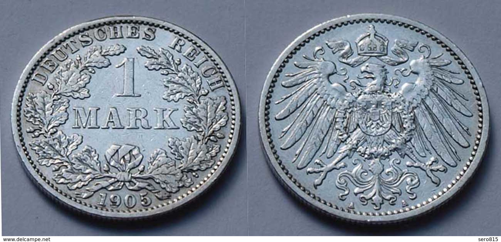 1 Mark Jäger 17 Silber Münze Großer Adler 1905 A Kaiserreich  (22026 - 1 Mark