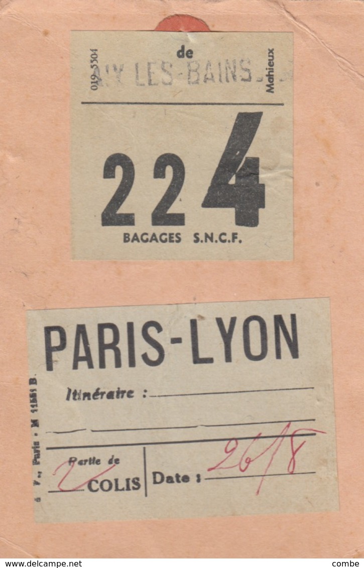 ETIQUETTE   AIX LES BAINS  PARIS-LYON - Other & Unclassified