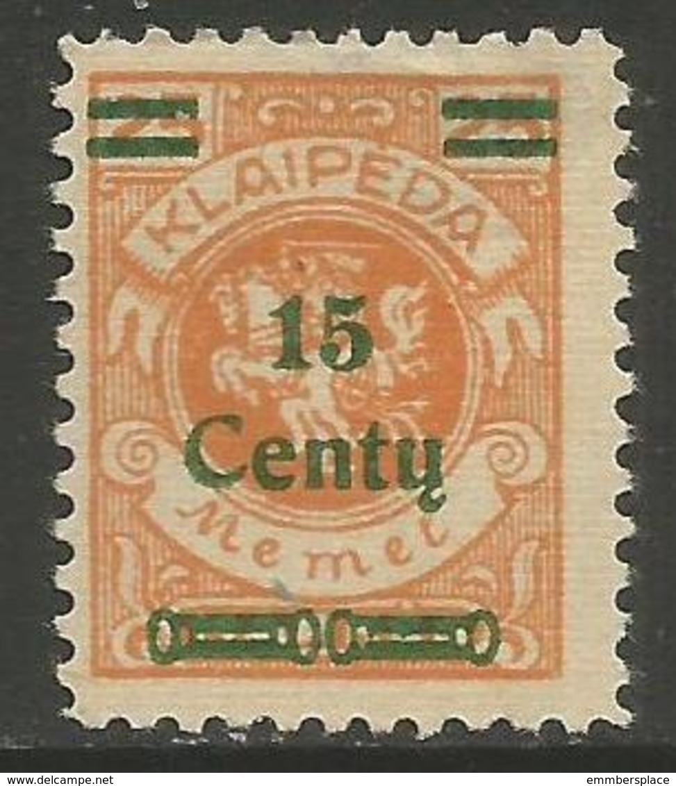 Klaipeda (Memel) - 1923 Arms Surcharge 15c/25m MH *    Mi 208 - Unused Stamps