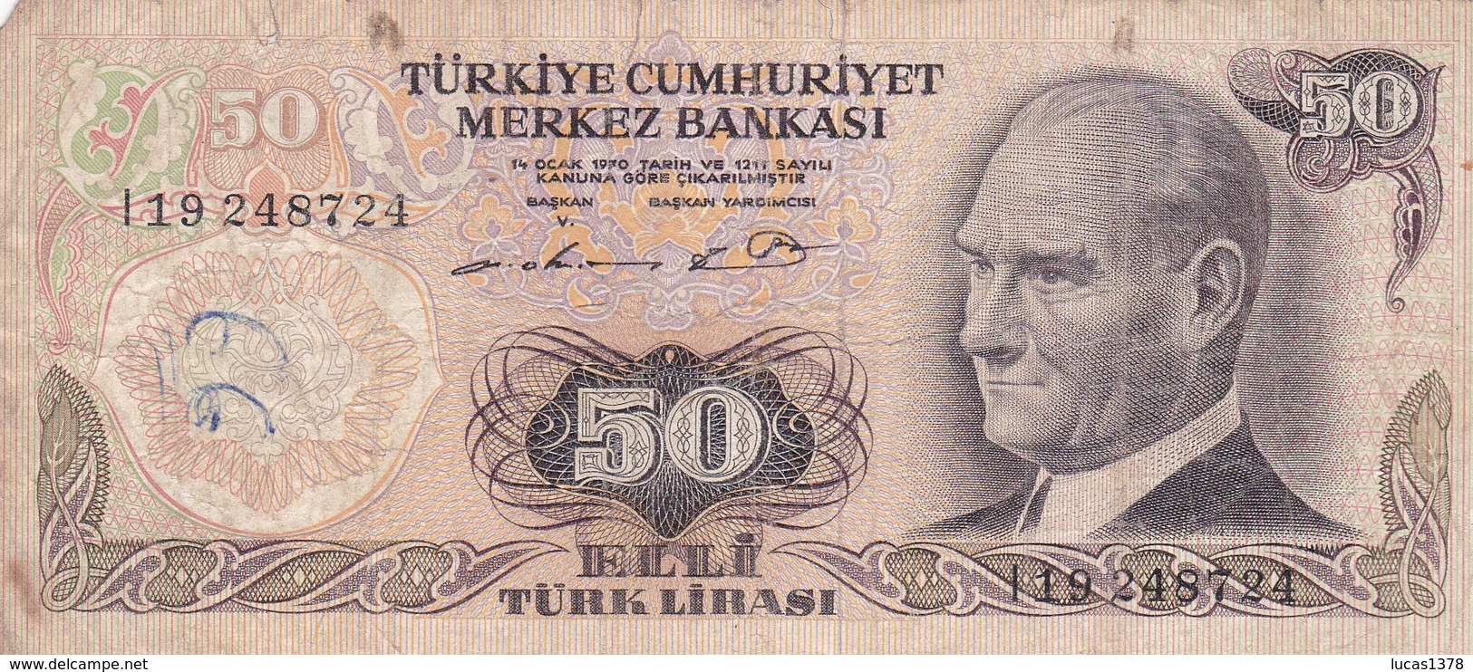 TURQUIE - 50 Lira 1970 - Turchia