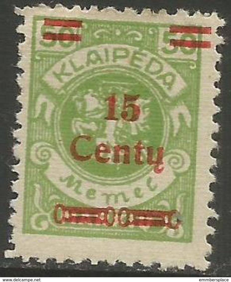 Klaipeda (Memel) - 1923 Arms Surcharge 15c/50m MH *    Mi 210 - Neufs