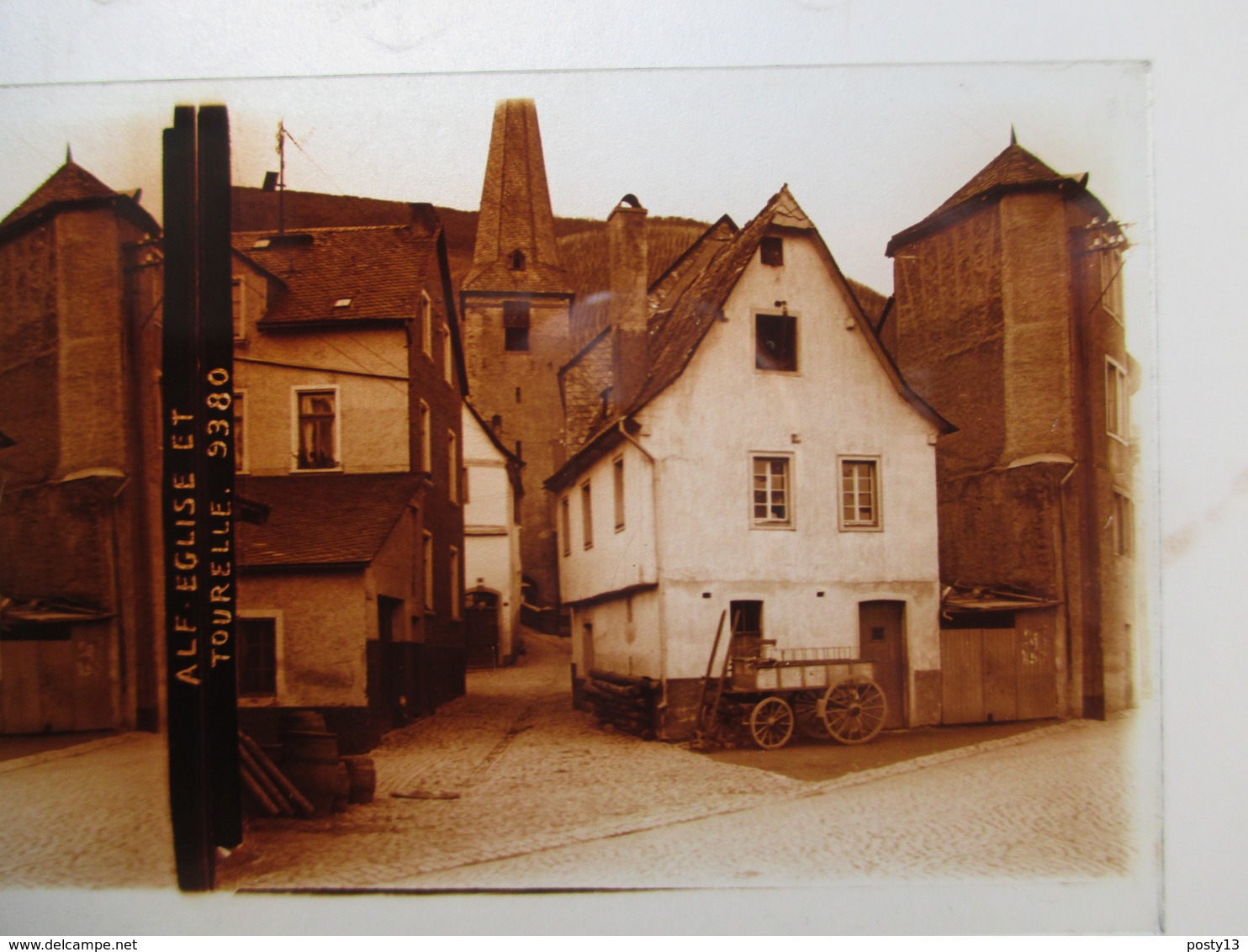 Plaque De Verre Stéréoscopique -  ALLEMAGNE - Village De ALF MOSEL - Eglise Et Tourelle  - 6 X 13  T BE - Diapositiva Su Vetro