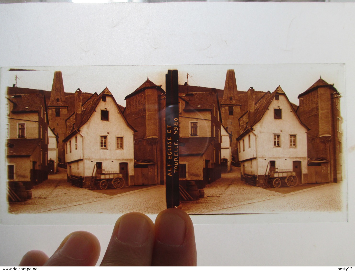 Plaque De Verre Stéréoscopique -  ALLEMAGNE - Village De ALF MOSEL - Eglise Et Tourelle  - 6 X 13  T BE - Glass Slides