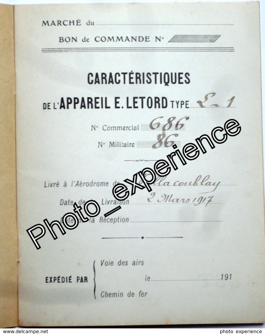 Livret Document Guerre 14-18 Aviation Airplane Military WW1 VILLACOUBLAY Yvelines 78 - Documents