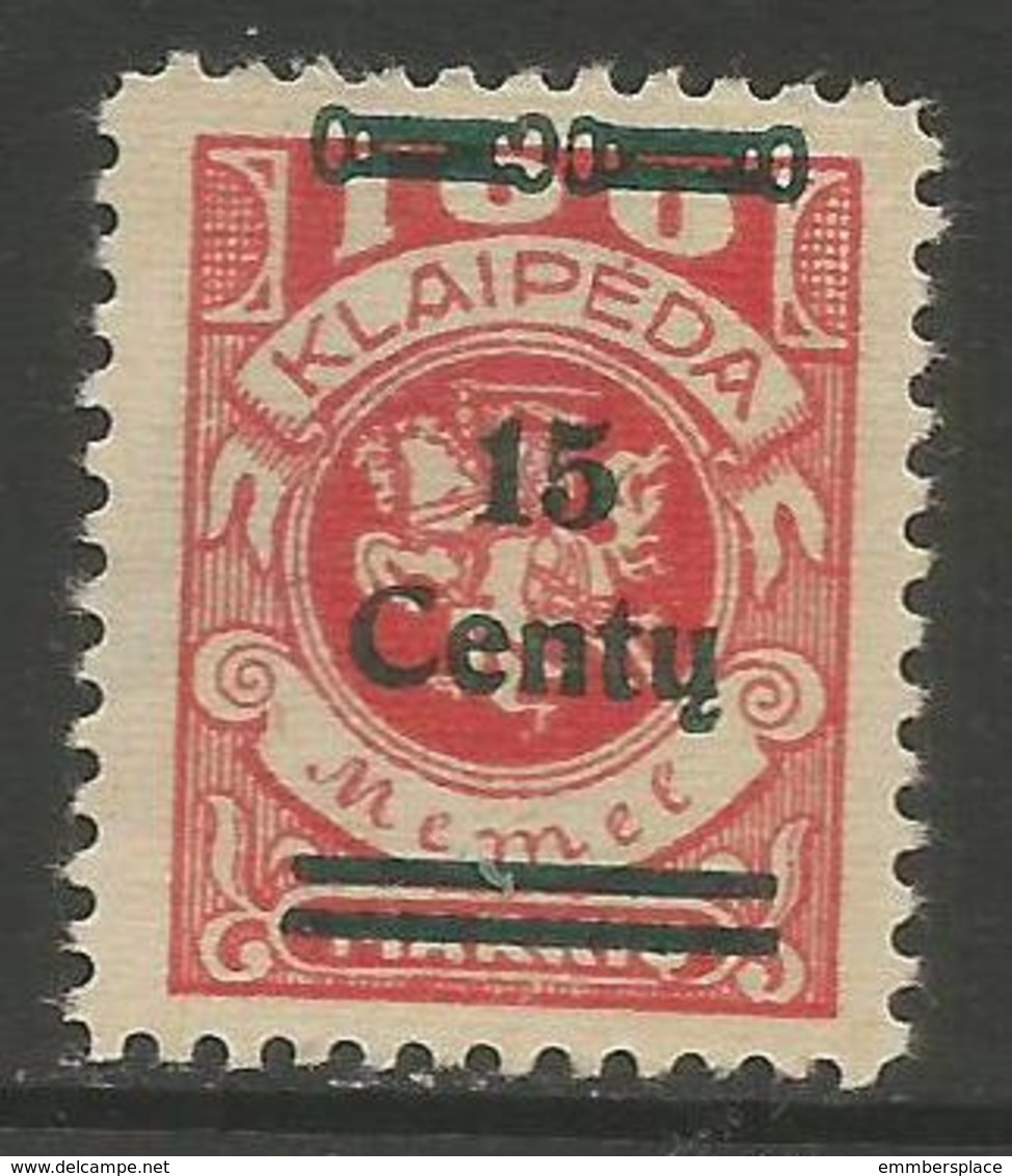 Klaipeda (Memel) - 1923 Arms Surcharge 15c/100m MH *    Mi 211 - Unused Stamps