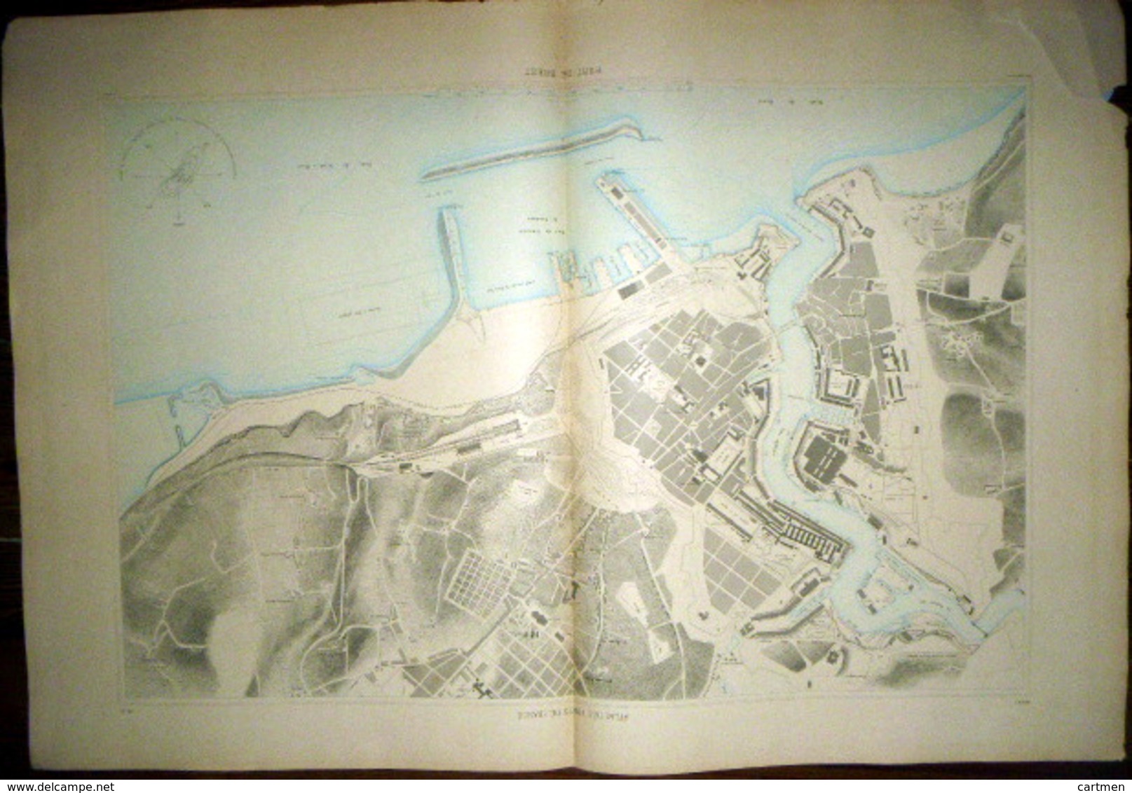 29 BREST DOUBLE PLANCHE PLAN DU PORT ET DE LA VILLE  EN 1886 DE L'ATLAS DES PORTS DE FRANCE 98 X 66 Cm - Cartes Marines