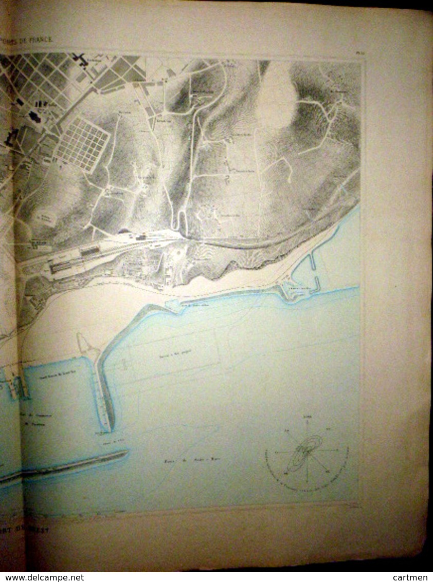 29 BREST DOUBLE PLANCHE PLAN DU PORT ET DE LA VILLE  EN 1886 DE L'ATLAS DES PORTS DE FRANCE 98 X 66 Cm - Carte Nautiche