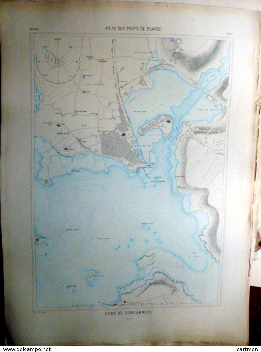 29 CONCARNEAU PLAN DU PORT ET DE LA VILLE  EN 1879 DE L'ATLAS DES PORTS DE FRANCE 49 X - Cartes Marines