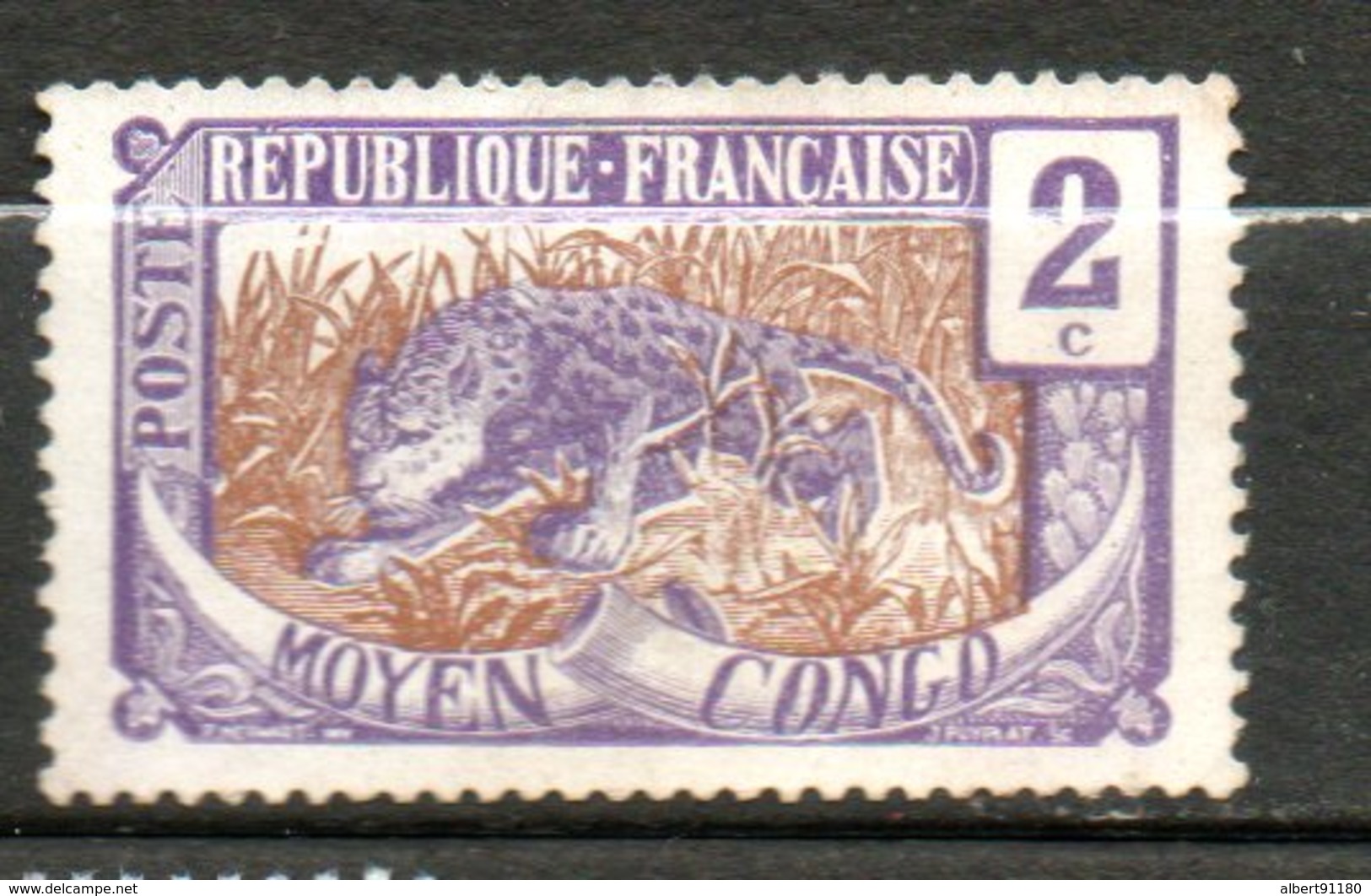 Moyen-Congo 2c Violet Bistre 1907-17 N°49 - Neufs