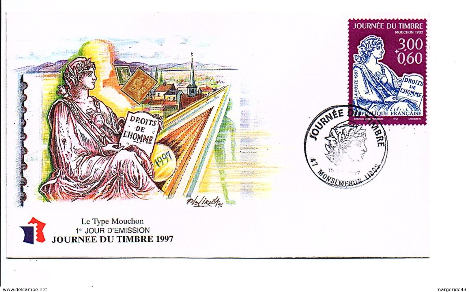 FDC 1997 JOURNEE DU TIMBRE MONSEMPRON LIBOS LOT ET GARONNE - 1990-1999