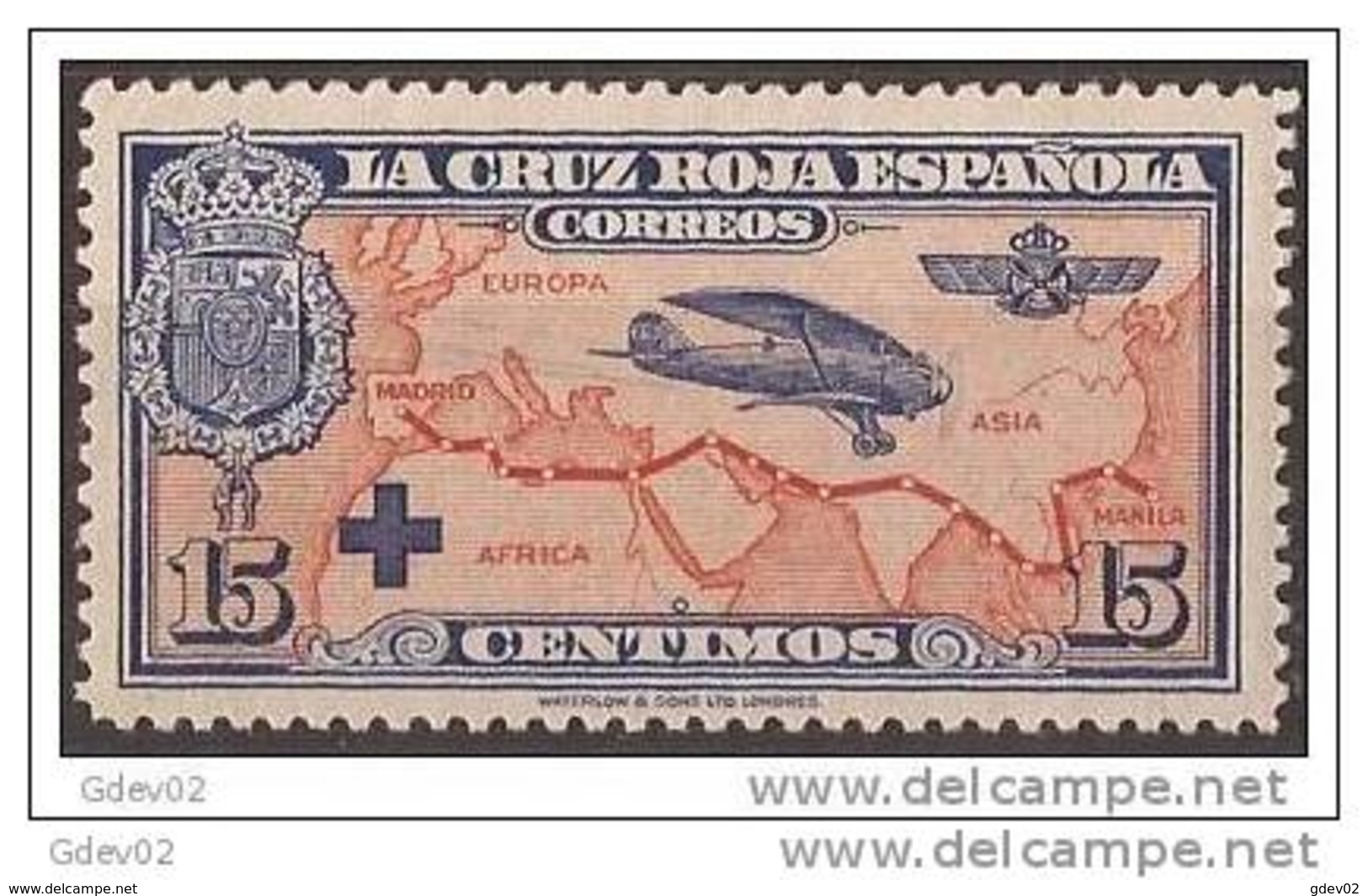 ES341-LA245TA.España,Spain,Espagne. Cruz Roja.AEREA.1926. (Ed 341**) Sin Charnela.EXCELENTE - Unused Stamps