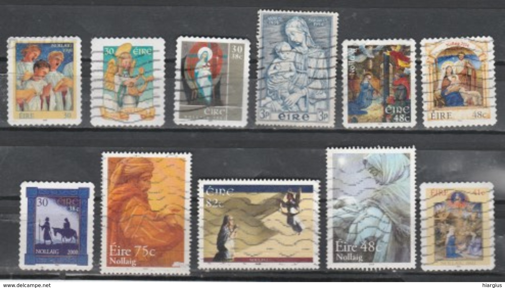 IRELAND-Assortment 0f 11 Used Stamps. Scott CV $ 17.50-" Christmas". - Brieven En Documenten