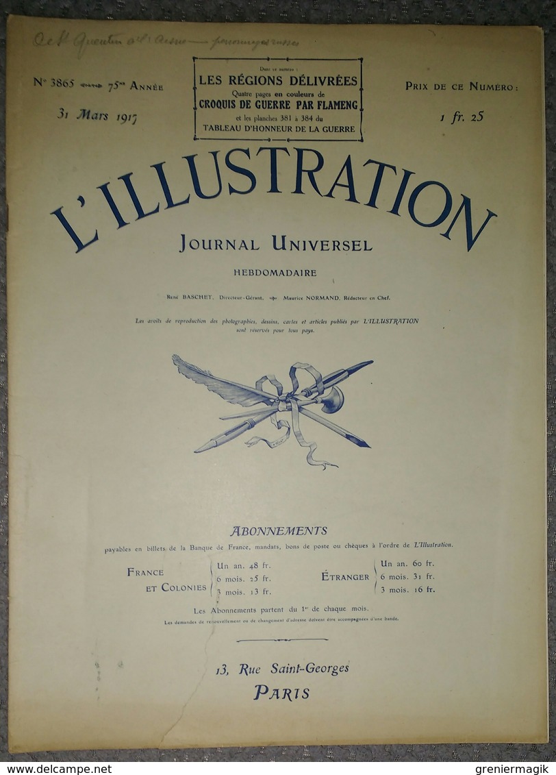 L'Illustration 3865 31 Mars 1917 Péronne Noyon Chauny Ham Bapaume/Etats-Unis/Ecossais/La Révolution Russe/Poincaré - L'Illustration