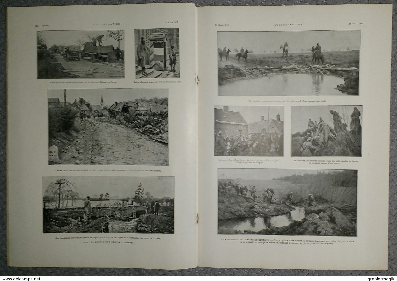 L'Illustration 3865 31 mars 1917 Péronne Noyon Chauny Ham Bapaume/Etats-Unis/Ecossais/La révolution russe/Poincaré